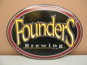 lot 45 image: FOUNDERS BREWING CO. TIN ADVERTISING SIGN - APPROX 20 BY 15 - NOS - SEE PICTURES