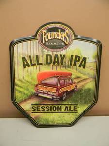 lot 46 image: FOUNDERS BREWING CO. TIN ADVERTISING SIGN - ALL DAY IPA - APPROX 16 BY 19 - NOS - SEE PICTURES