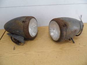 lot 10 image: Pair Antique Headlights