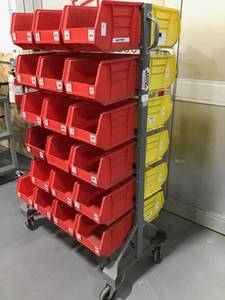 lot 2 image: Akro-Mils Bin Cart With Bins