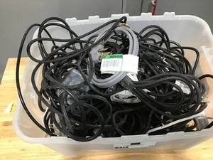 lot 15 image: Box of Electrical cords with plugs