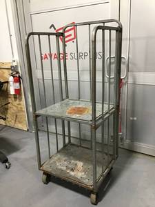 lot 5 image: Folding Steel, 2-shelf, rolling cart