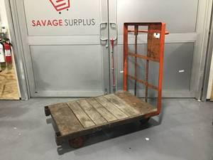 lot 28 image: Orange Industrial Flatbed, Rolling Cart 48 x 42
