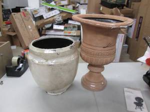 2 Planters- damaged, ...
