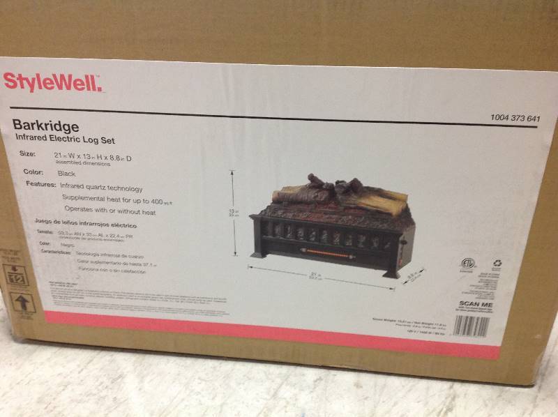 StyleWell Barkridge 20.5 in. Infrared Electric Log Set Heater not used | KX  REAL DEALS INVER GROVE TOOLS HOME DECOR LIGHTNING AND MORE | K-BID