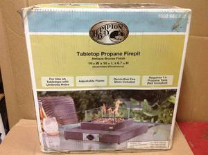 lot 36 image: Hampton Bay 8,000BTU Antique Bronze Portable Table Top Gas Fire Pit not used