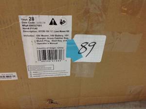 lot 89 image: Ryobi 13 in. ONE 18-Volt Lithium-Ion Cordless Battery Walk Behind Push Lawn Mowerin good condition