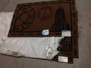 lot 180 image: Lot of 3 Flocked Multi 24 In. x 36 In. Vinyl Back Natural Coco Door Mat new