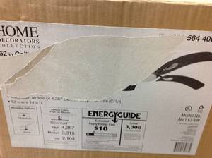 lot 111 image: Home Decorators Collection Cassaro II 52 in. Indoor Brushed Nickel Ceiling Fan with Light Kitin good condition