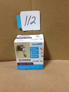 lot 112 image: Moen Hensley Double Robe Hook with Press and Mark in Brushed Nickelin good condition