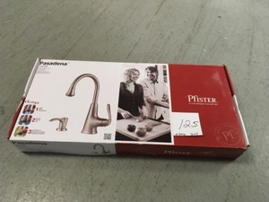 lot 125 image: Pfister Pasadena Single-Handle Bar Faucet in Stainless Steel Open Box in very good condition