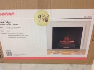 lot 9 image: StyleWell Barkridge 20.5 in. Infrared Electric Log Set Heater not used