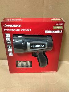 lot 17 image: HUSKY 500 Lumen LED SPOTLIGHT 1001 596 206 Virtually Unbreakable wBatteries new
