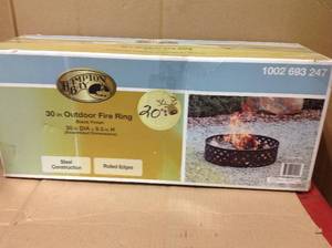 lot 20 image: Hampton Bay 30 in. Steel Fire Ring with Lattice Pattern in Black not used