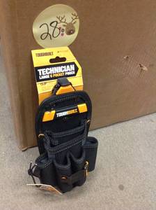 lot 28 image: TOUGHBUILT 5 in. 8-Compartment Large Technician 6-Pocket Pouch, Black not used