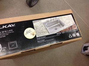 lot 35 image: Drop-In Stainless Steel 25 in. 4-Hole Single Bowl Kitchen Sinkin good condition
