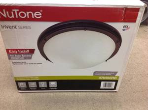 lot 37 image: NuTone InVent Decorative Oil-Rubbed Bronze 80 CFM Ceiling Installation Bathroom Exhaust Fan with Light and White Globein good condition