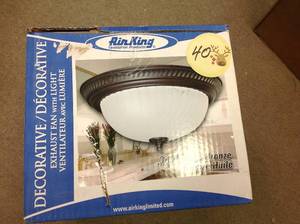 lot 40 image: Air King Decorative Bronze 70 CFM Ceiling Bathroom Exhaust Fan with Lightin good condition