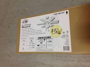 lot 43 image: Hampton Bay Minuet III 36 in. Indoor White Ceiling Fan with Light Kitin good condition