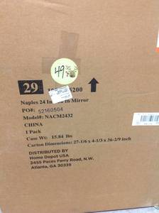 lot 49 image: Home Decorators Collection Naples 24 in. x 32 in. Wall Mirror in Warm Cinnamon not used