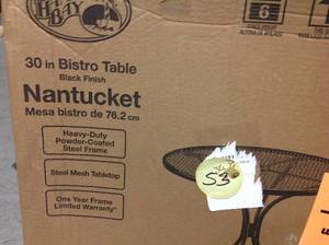 lot 53 image: Nantucket Round Metal Outdoor Patio Bistro Table not used