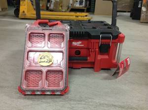 lot 65 image: Set of 2 PACKOUT small organizer and Large Tool Box - both have broken handlesSEE PIC BROKEN DAMAGE