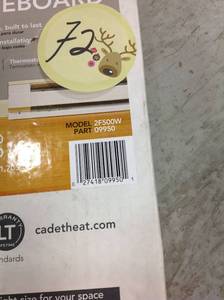 lot 72 image: Cadet 30 in. 500-Watt 240-Volt Electric Baseboard Heater in Whitein good condition