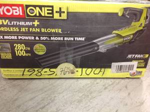 lot 76 image: ONE 100 MPH 280 CFM Variable-Speed 18-Volt Lithium-Ion Cordless Jet Fan Leaf Blower 4Ah Battery and Charger Includedin good condition