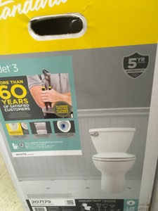 lot 136 image: American Standard Cadet 3 FloWise Tall Height 2-Piece 1.28 GPF Single Flush Elongated Toilet in White with Slow Close Seat not used in good condition