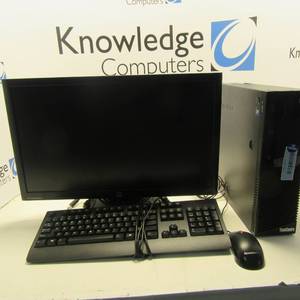 lot 35 image: Full Lenovo Thinkcentre Computer setup Desktop, Monitor, Keyboard, Mouse. 
