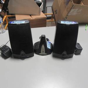 lot 79 image: Pair of Acoustic Research Speakers, with Transmitter.  Complete Set