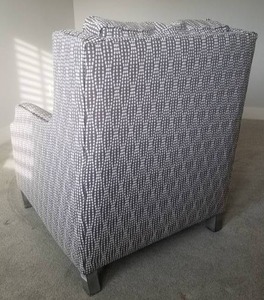 lot 6 image: Bassett Gray Pewter Tack Arm Chair & Ottoman