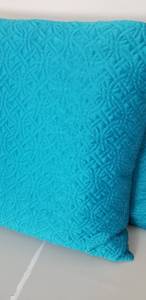 lot 80 image: Ocean Blue Quilted Decorative Pillows, Pair