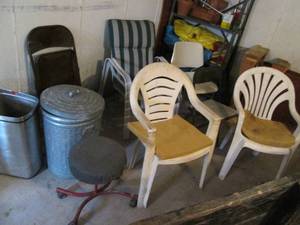 Lot of chairs and garbage cans...