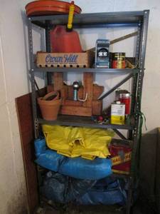 6 metal shelf with contents includ...