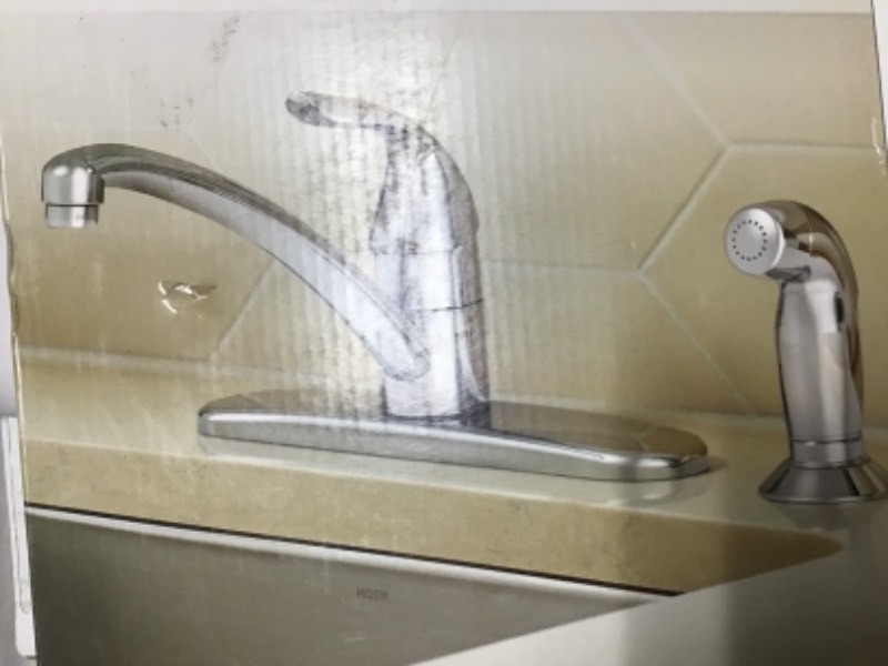 MOEN Adler Single-Handle Low Arc Standard Kitchen Faucet with Side Sprayer