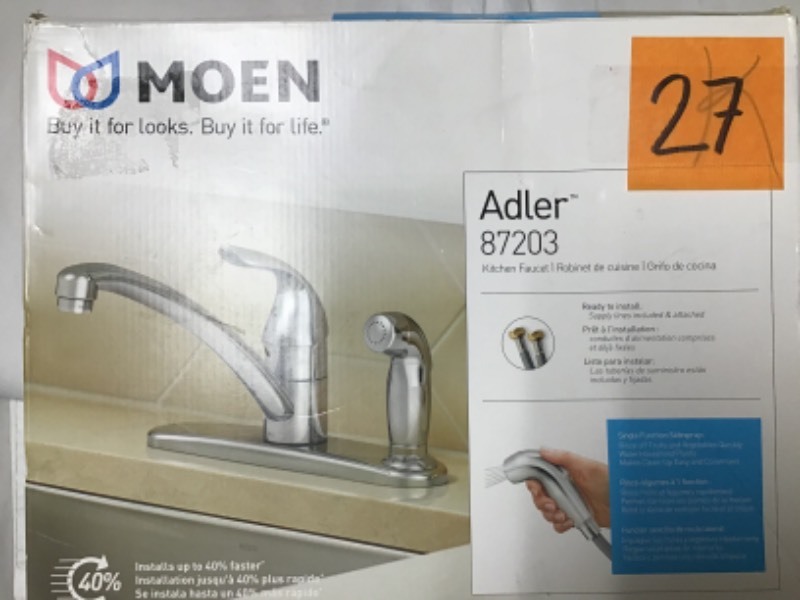 Moen Adler Single Handle Low Arc Standard Kitchen Faucet With Side