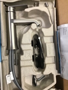 lot 8 image: MOEN  Genta Single Hole Single-Handle Bathroom Faucet in Spot Resist Brushed Nickel