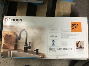 lot 31 image: Moen Noell Single-Handle Pull-Down Sprayer Kitchen Faucet with Reflex and Power Clean in Mediterranean Bronze