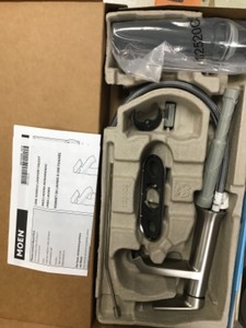 lot 38 image: Moen Genta Single Hole Single-Handle Bathroom Faucet in Spot Resist Brushed Nickel