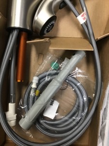 lot 47 image: Moen Brecklyn Single-Handle Pull-Out Sprayer Kitchen Faucet with Power Clean in Spot Resist Stainless