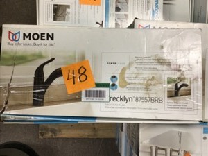 lot 48 image: Moen Brecklyn Single-Handle Pull-Out Sprayer Kitchen Faucet with Power Clean in Mediterranean Bronze