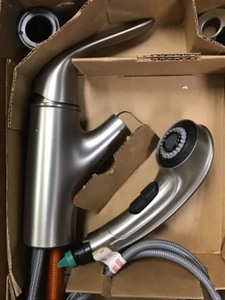 lot 50 image: Moen Brecklyn Single-Handle Pull-Out Sprayer Kitchen Faucet with Power Clean in Spot Resist Stainless