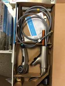 lot 52 image: Moen Brecklyn Single-Handle Pull-Out Sprayer Kitchen Faucet with Power Clean in Spot Resist Stainless