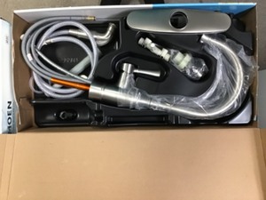 lot 89 image: Moen Noell Single-Handle Standard Kitchen Faucet with Side Sprayer in Spot Resist Stainless