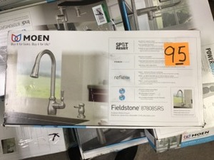 lot 95 image: Moen Fieldstone Single-Handle Pull-Down Sprayer Kitchen Faucet with Reflex and Power Clean in Spot Resist Stainless