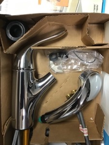 lot 56 image: Moen Brecklyn Single-Handle Pull-Out Sprayer Kitchen Faucet with Power Clean in Chrome
