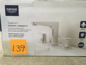 lot 139 image: GROHE Tallinn 8 in. Widespread Two-Handle Bathroom Faucet in Starlight Chrome...