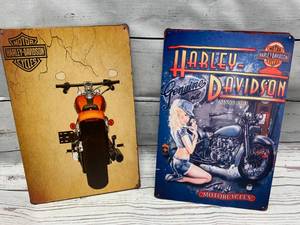 lot 3 image: 2 Harley Davidson Metal Signs