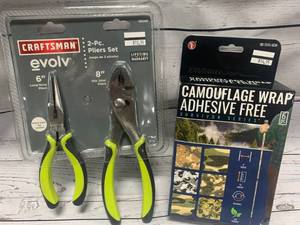 lot 57 image: New Craftsman Evolv 2pc Plier Set & Camo Wrap